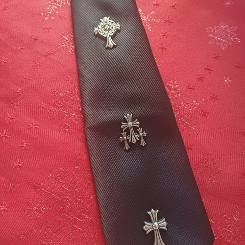Unisex Black Tie with Metallic Crosses like new