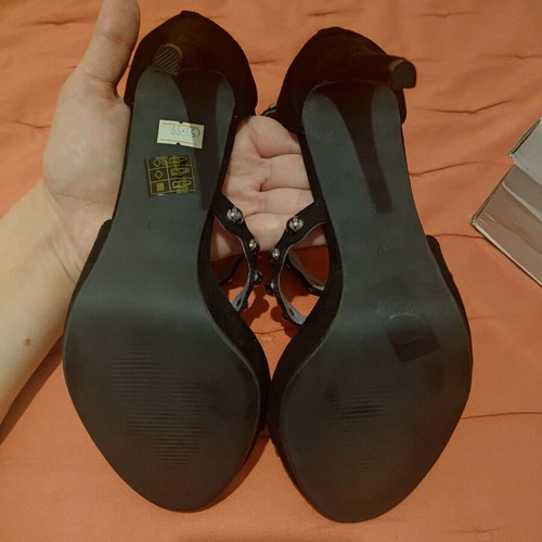 Black GoGo Shoes sandal new with studs and zipper, size 39