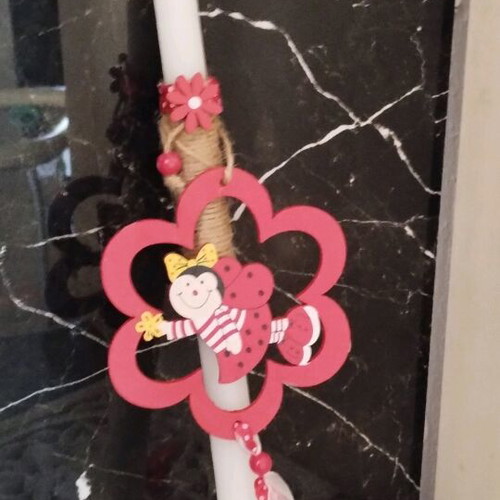 Easter candle new with ladybug decoration