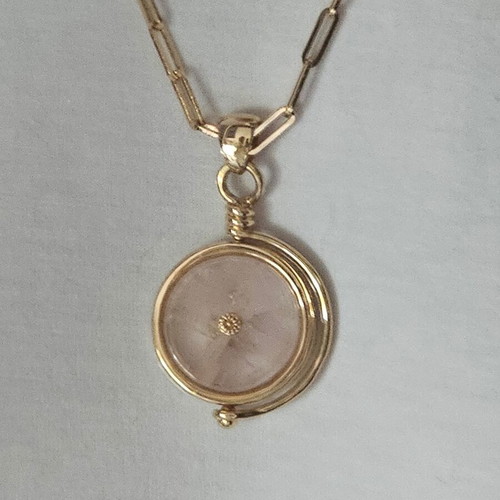 Lanvin Agathe Pendant Necklace Like New, Gold and Pink