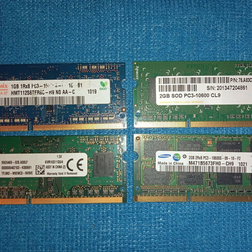 Laptop RAM DDR1 - DDR2 used, pack of 7 pieces 1GB - 2GB