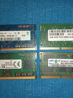 Laptop RAM DDR1 - DDR2 used, pack of 7 pieces 1GB - 2GB