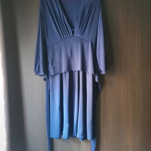 Women's blue dress like new, viscose fabric with satin