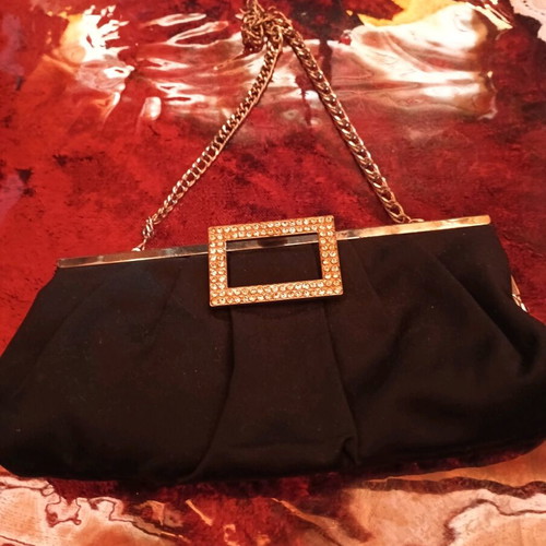 Evening satin bag used, vintage, black