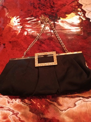 Evening satin bag used, vintage, black