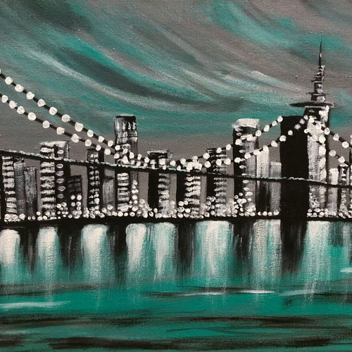 Tiffany Cityscape Acrylic Painting 40x30 cm new