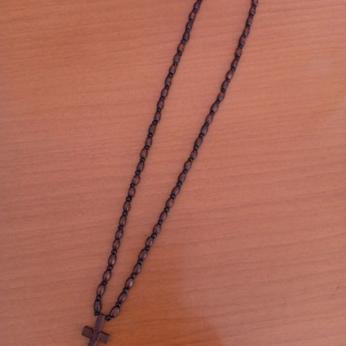Wooden cross necklace, brown