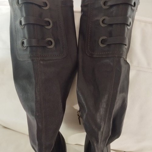 Leather high-heeled boots size 37, brown