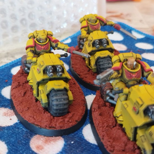 Space Marine Imperial Fists Outriders squad, 3 figures