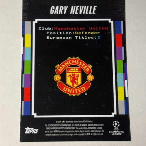 Gary Neville 2023-24 Topps Decades UCC 1990s Mercurial card like new