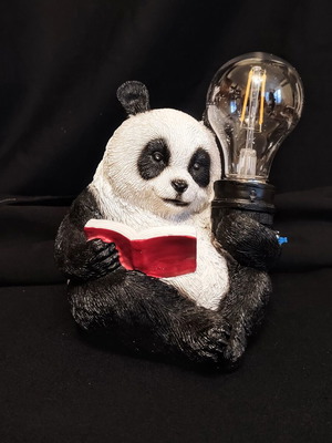 Panda night lamp new, with batteries and USB, polyresin