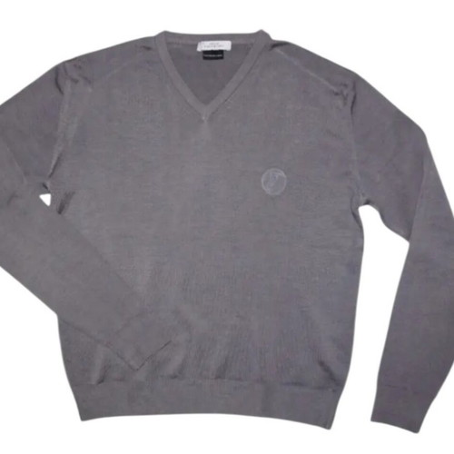 Versace Collection Medusa logo V-neck sweater new, grey, XL