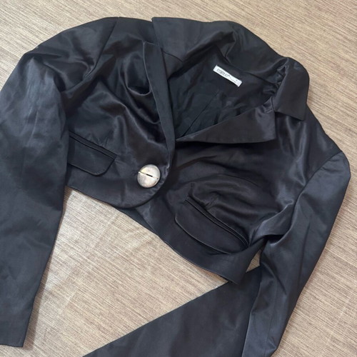 Black satin cropped jacket like new, Italian fashion, size M