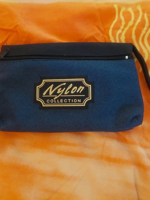 Nylon collection two-compartment toiletry bag like new, blue