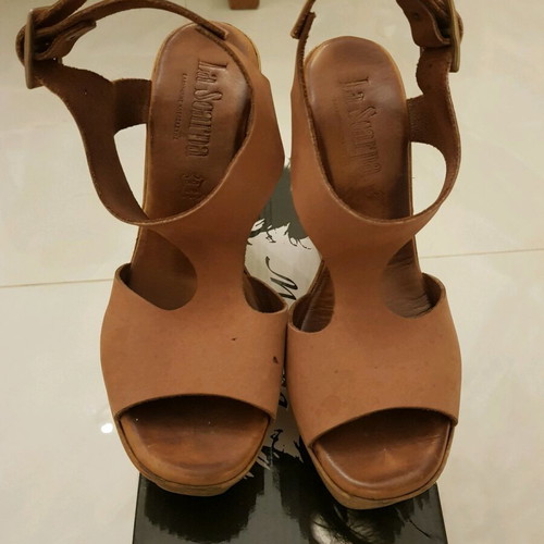 Summer platform sandals brown size 38, used in good condition