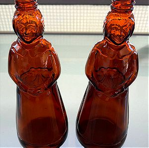 2 vintage γυάλινα μπουκάλια