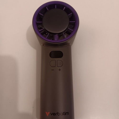 Verbatim Cool 'n' Go Ice Touch handheld fan like new, grey/purple