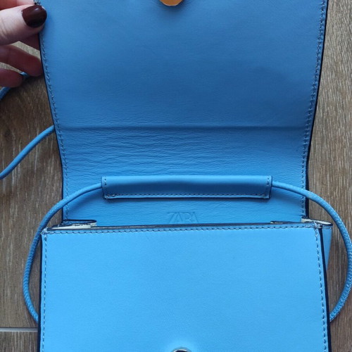 Zara small blue leather crossbody bag used