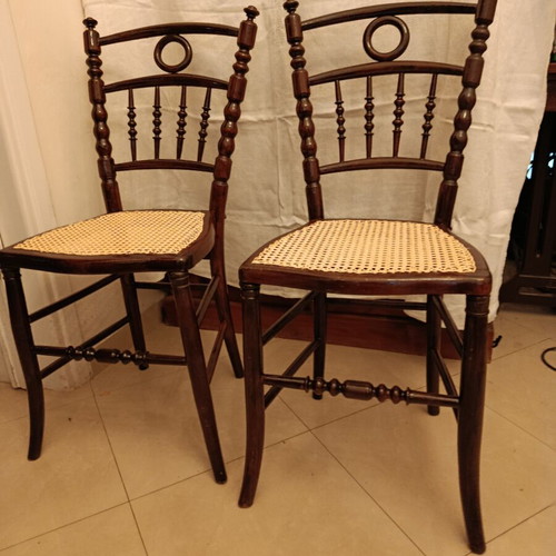 Thonet style chairs, set of 2, natural cane seats