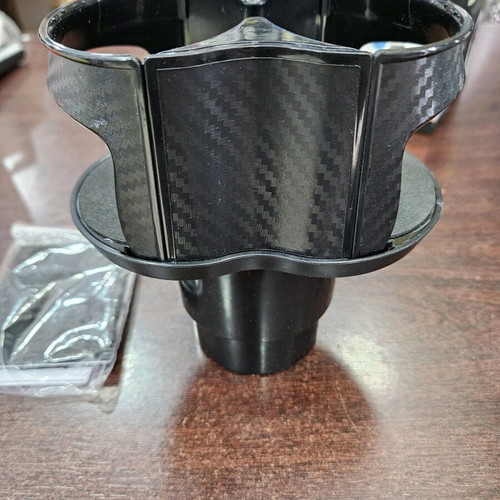 Double car cup holder new, durable plastic with carbon fiber look