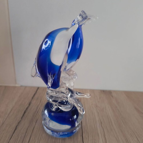 Glass decorative dolphins and bird new, pack of 2 pieces