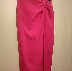 River island medium UK12 ροζ φούστα μίντι με σχίσιμο στο πλάι και φερμουάρ στο πίσω μέρος