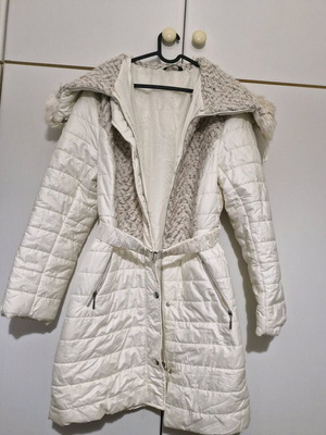Satin type jacket like new, size 48, white-beige