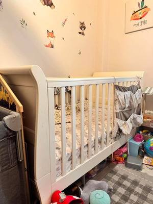 Mamas & Papas Mia Sleigh Baby Cot with Mattress used