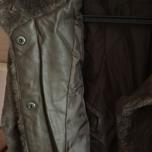 Only synthetic brown fur coat like new size M