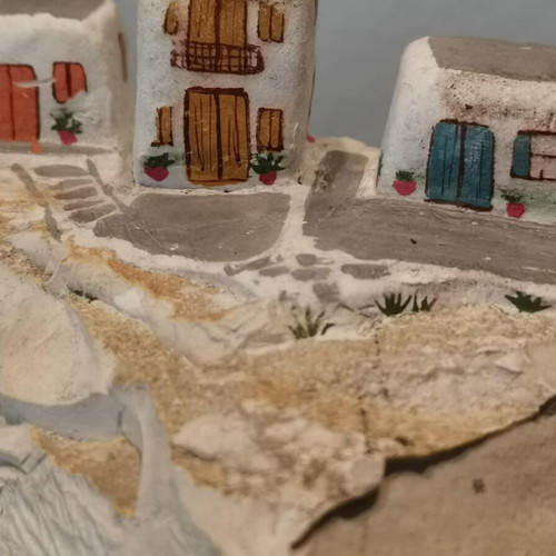 Handmade souvenir used on natural volcanic stone