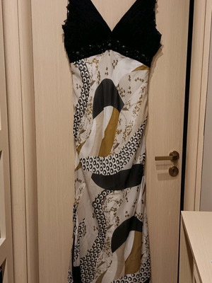 Silk dress like new, size XXL, black and beige