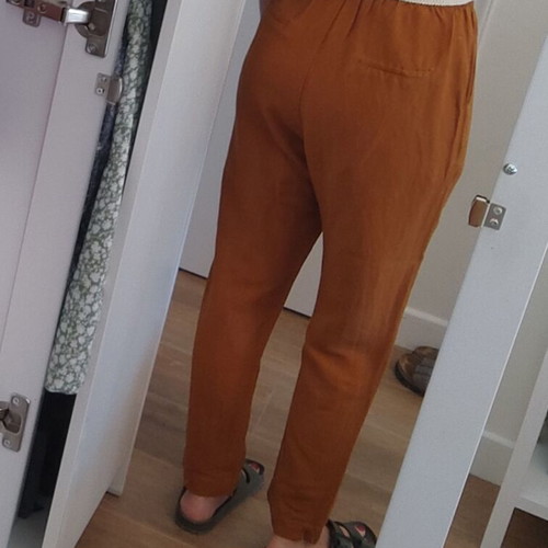 Oysho linen trouser XS, like new, brown-orange