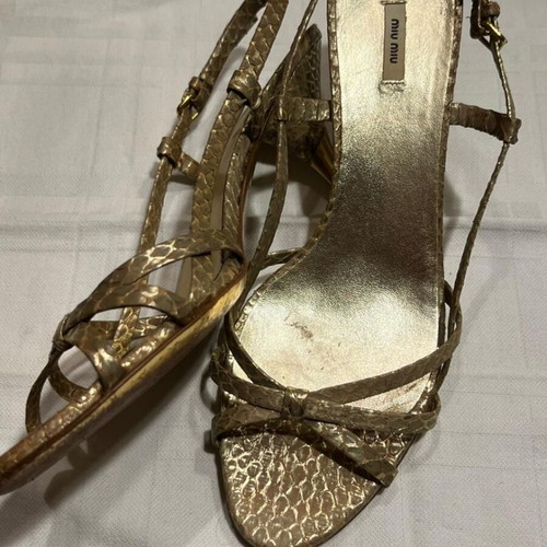 Miu Miu slingback heels used, size 37.5, metallic bronze