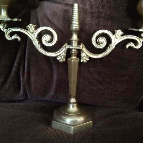Vintage brass candlestick used with candles and gift of two candles