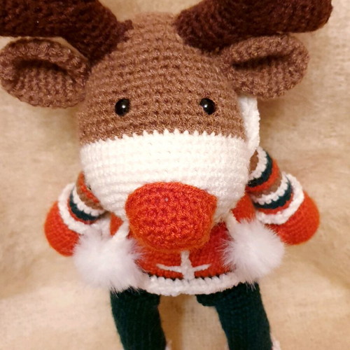 Amigurumi Reindeer Doll Handcrafted Knitted New