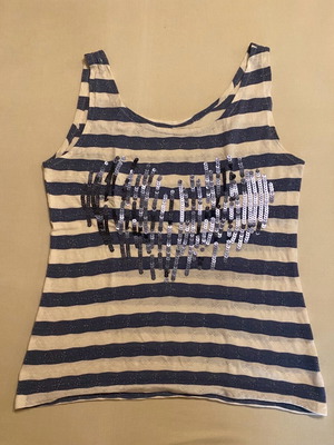 Sleeveless striped mariniere blouse like new, one size, white