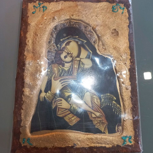 Virgin Mary icon handmade new with golden porporina 19x14
