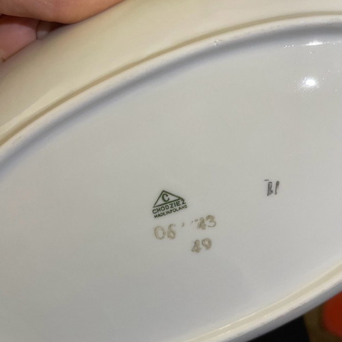 Chodziez porcelain dinnerware set from Poland with gold finish new