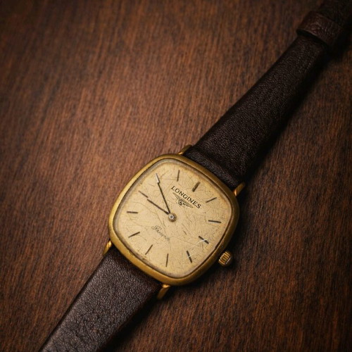 Longines Presence Swiss 1970 gold-plated women's watch used, brown