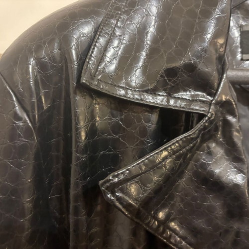 Lussile Young Women's Trench Coat Large new, black with Croco print