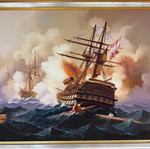 Sylvana Samartzidou Oil Painting Used, Battle of Lissa in Frame