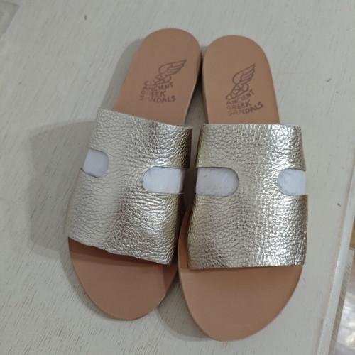 Ancient Greek Sandals Apteros slide sandals platinum new