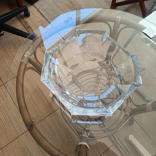 Large glass bowl fruit bowl, polygonal shape, clear thick glass