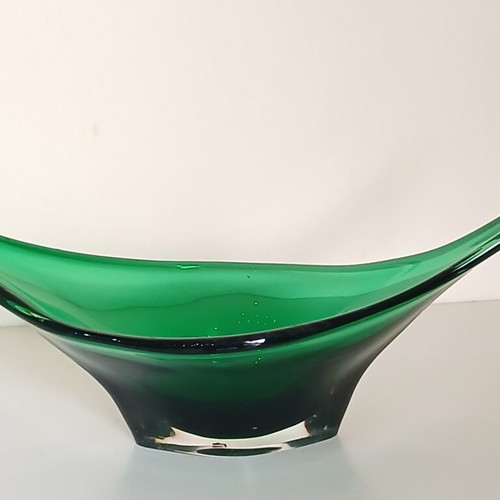 Murano Bowl Gondola Fruit Bowl 1960-1970 emerald green, like new