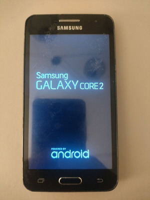 Samsung Galaxy Core 2 used, stuck on logo, without battery and charger
