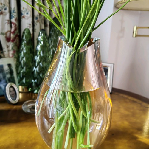 Kosta Boda vase used, crystal, signed by Goran Warff