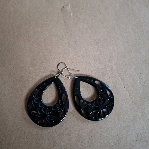 Accessorize earrings used, black embossed dangle