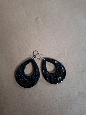 Accessorize earrings used, black embossed dangle