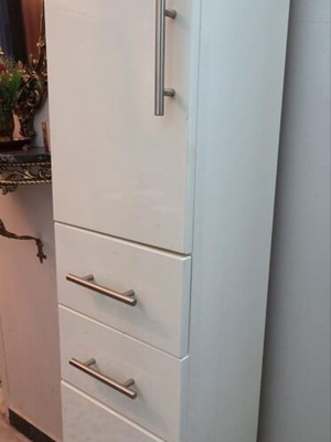 Bathroom cabinet lacquer used, with shelves and drawers
