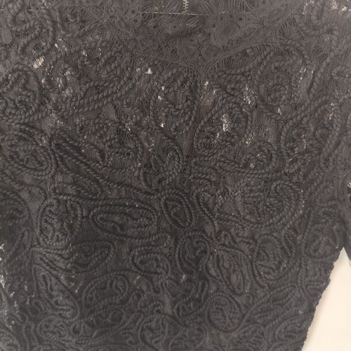 Zara black lace short-sleeve blouse like new with back zipper and cord